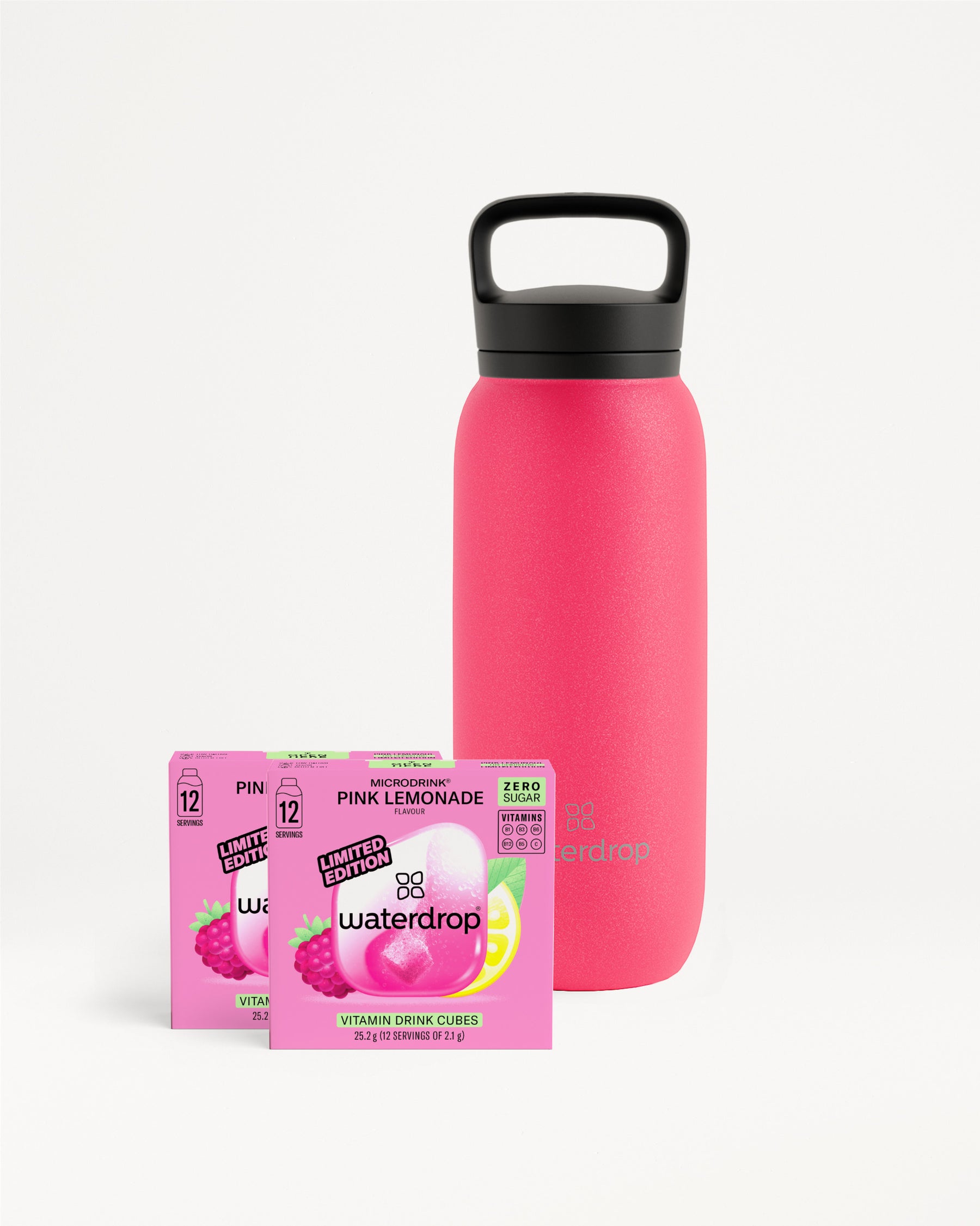 PINK LEMONADE Hydration Set: 600ml Neon Bottle Spout Lid