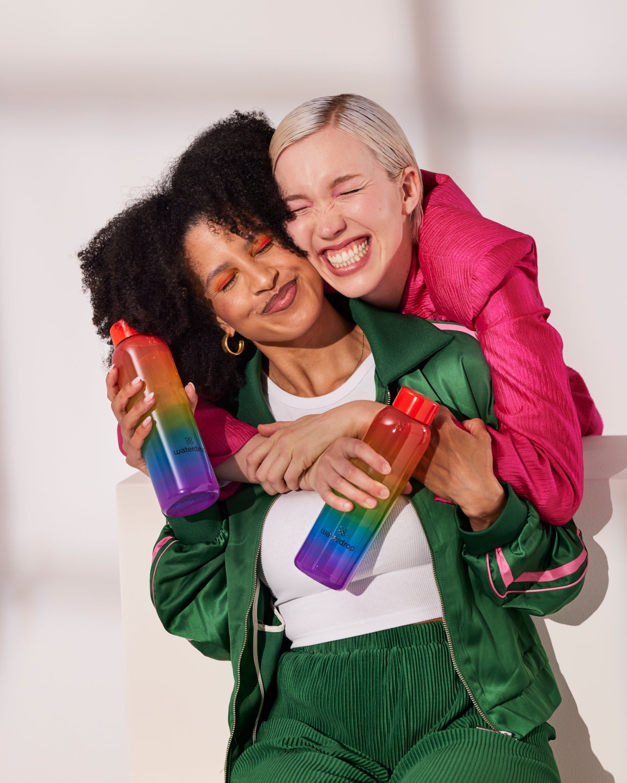 Rainbow Glass Bottle + Bag